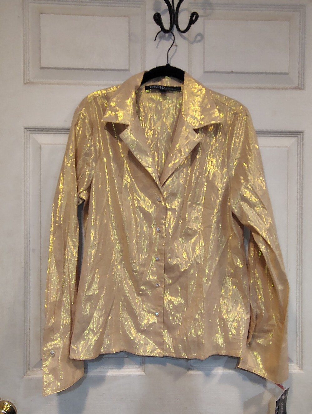 NWT Kasper Women's Size L Gold Long Sleeve Blouse